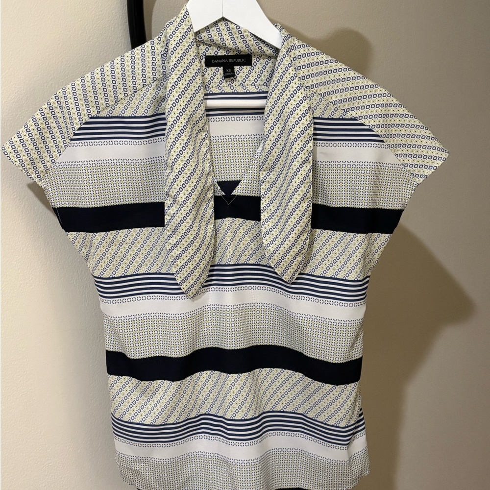 Striped Short Sleeve Blouse